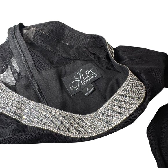 $199 Alex Evenings Embellished Illusion Sheath Dress, BLACK size 8 New - Picture 8 of 8